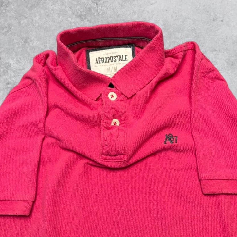 Aeropostale Vintage Y2K Pink Embroidered A87 Logo Short Sleeve Polo Shirt M